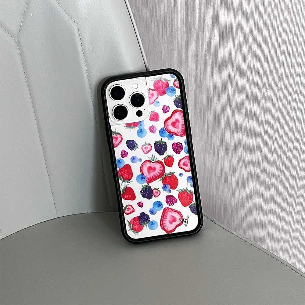 Wildflower 3D Fresh Fruit Strawberry ry Phone Cases For iPhone 12 13 14 15 16 Pro Max WF INS Cute Cartoon eberries Case Z250324