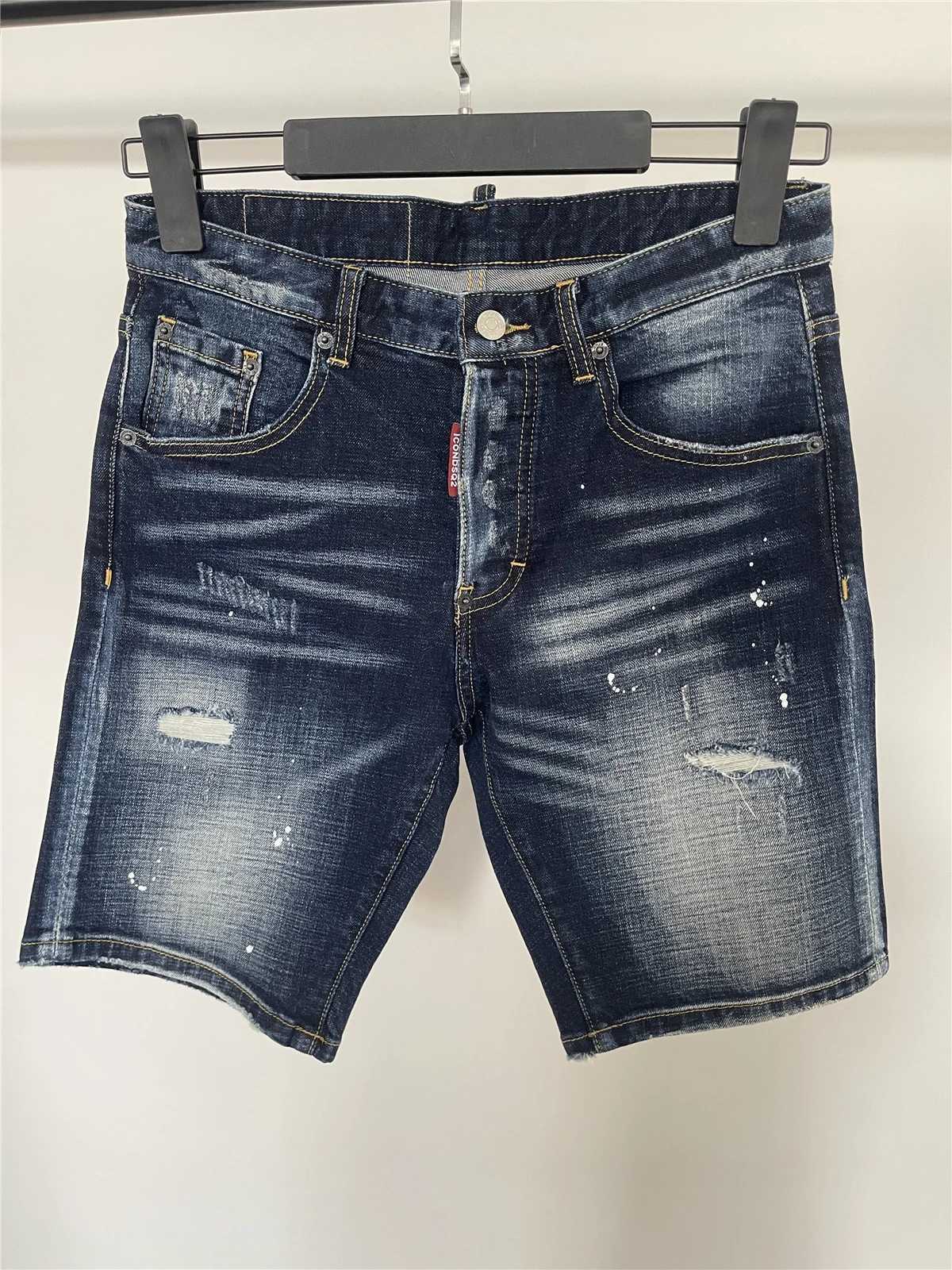 2024 Spring/Summer 5 oclock Mens Fashion Waxing Patch Embroidery Slimming Micro Elastic Denim Shorts X250324