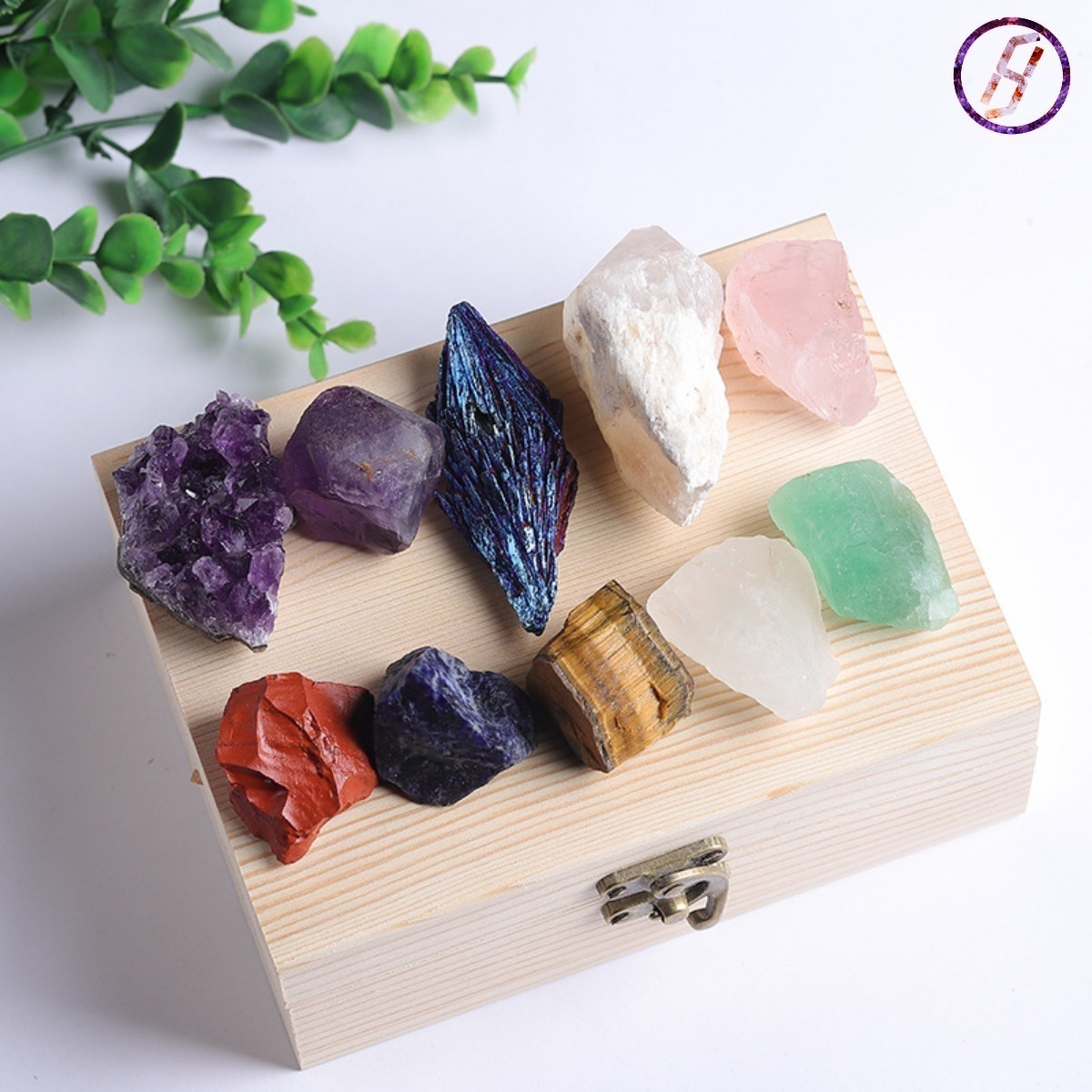Natural Crystal 7 Color Gemstone Crystal Ore Raw Stone Box Set 7 Chakra Healing Crystal Karmic Imprinting Gemstone Kits Mysterious Eastern Energy Feng