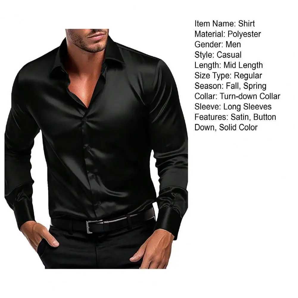 Autumn and winter formal mens long sleeved luxury wrinkle resistant solid color business casual ice silk X250324