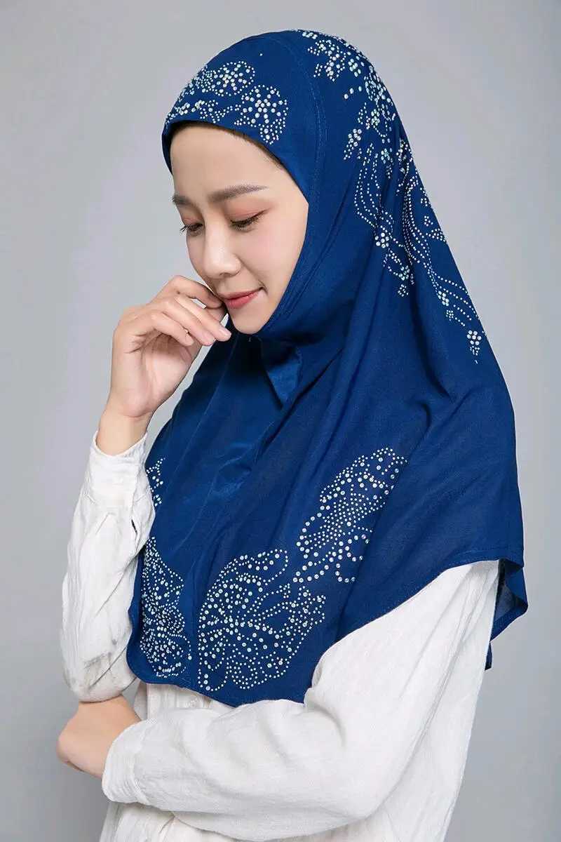 H006 Adts or big gilrs good size Muslim headscarf with rhinestone X250324