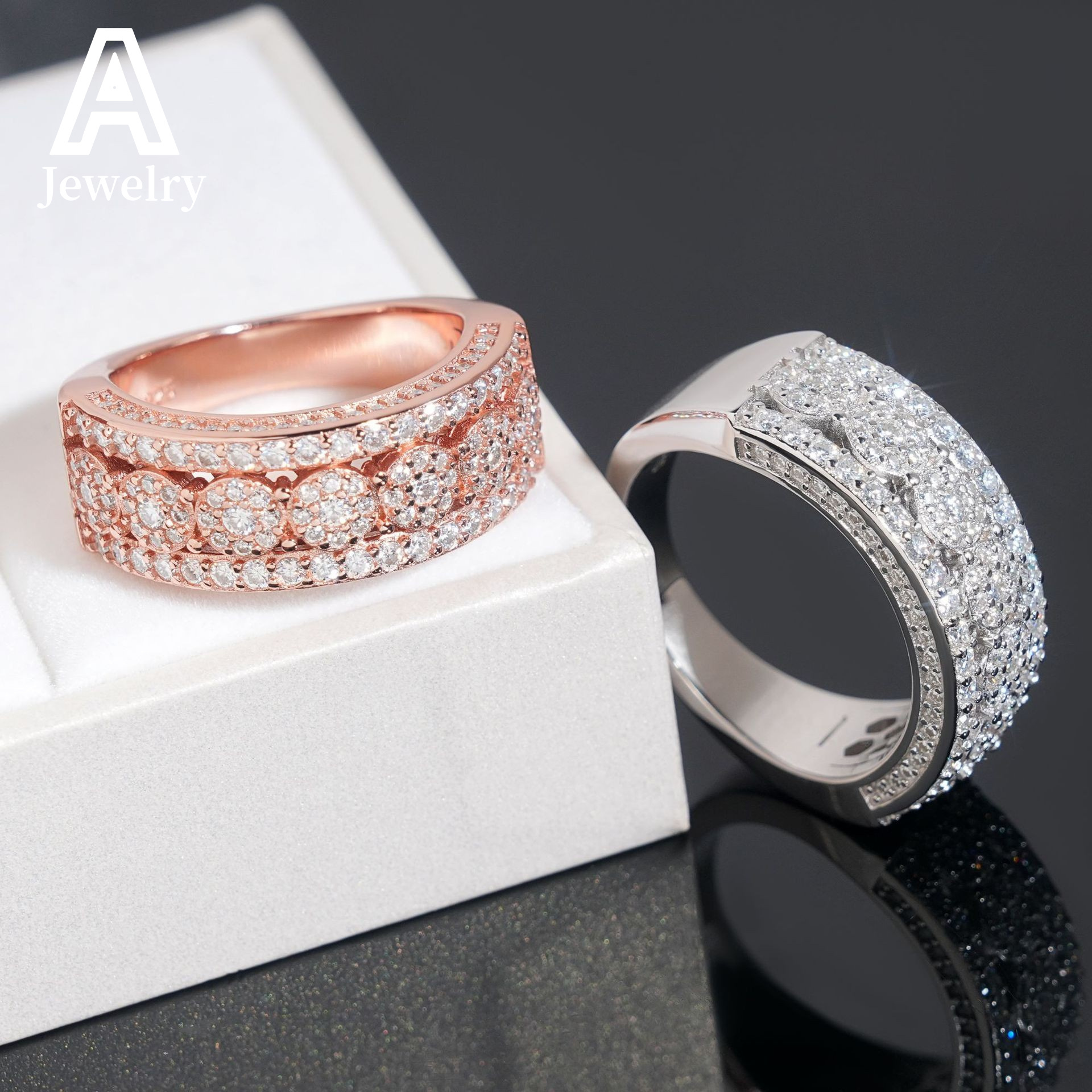 New personality s925 sterling silver set D color vvs Moissanite hip Hop ring for men and women European and American jewelry