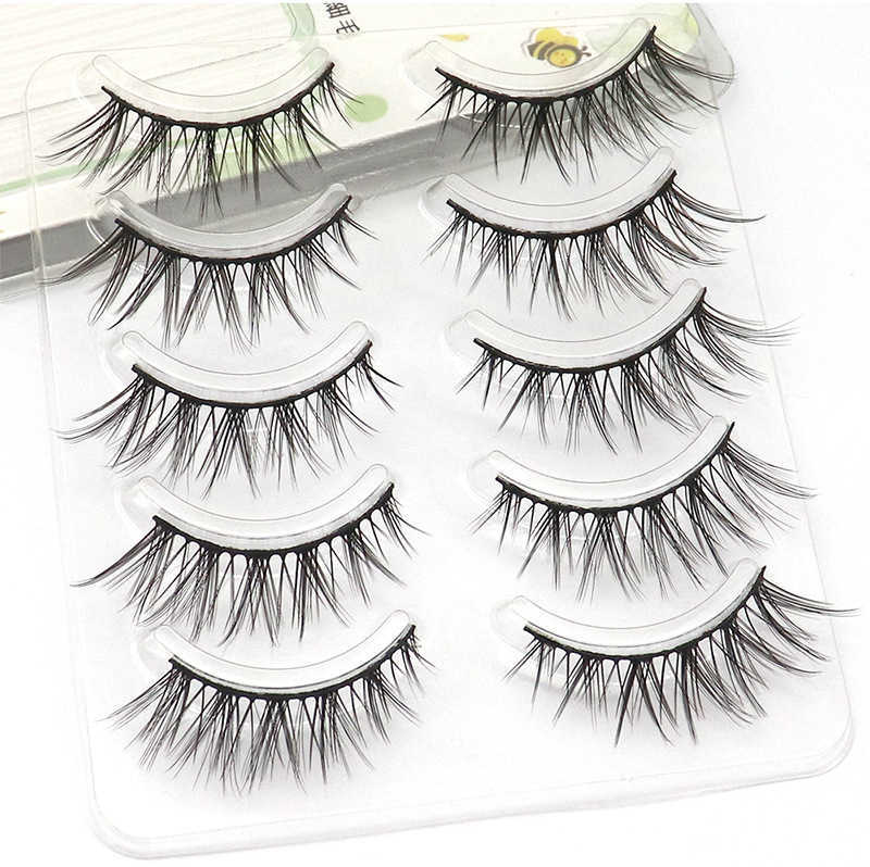 Thick messy and elongated false eyelashes at the end of the eye can support double eyelids and naturally cross Barbie wild makeup eyelashes W250324