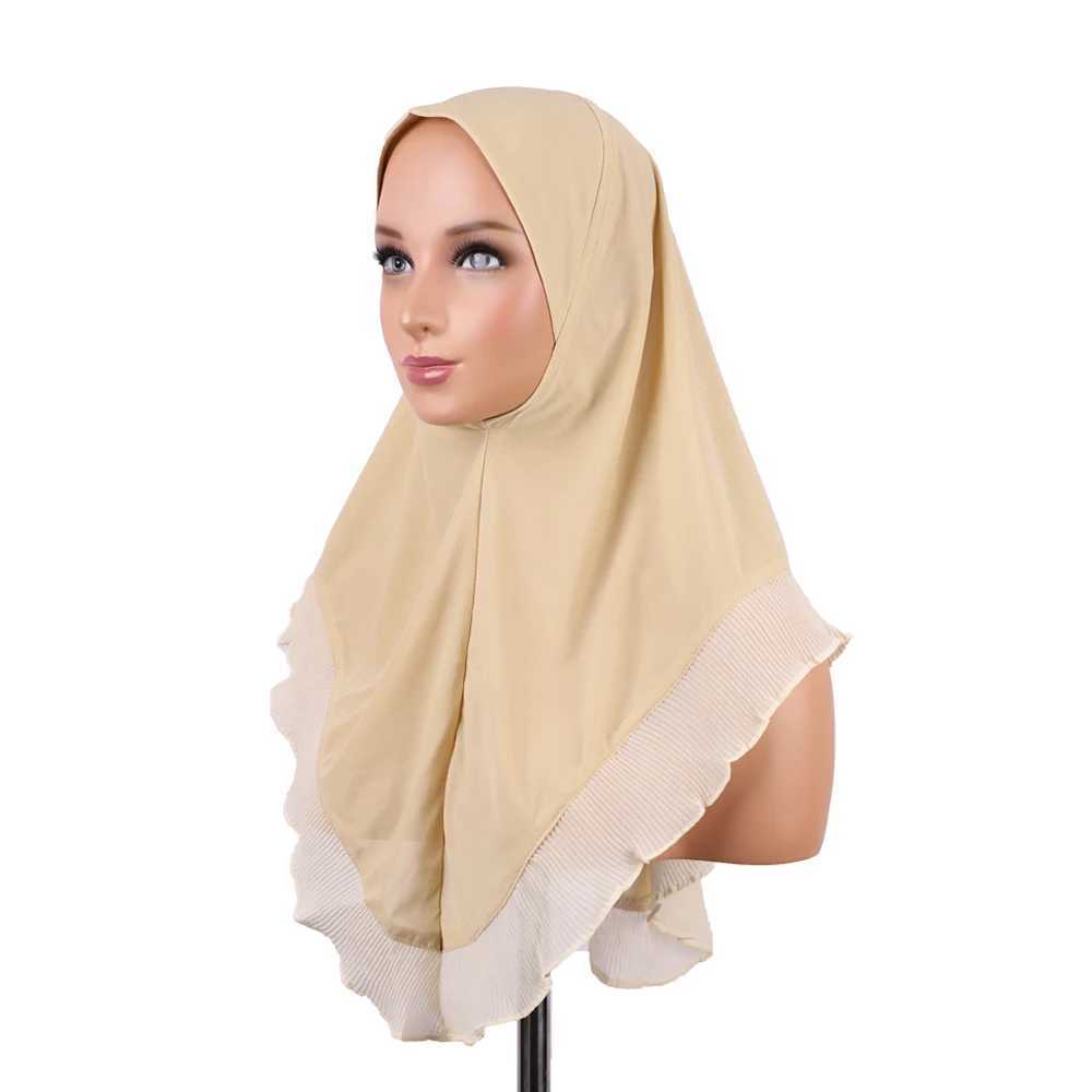 Purple headscarf elegant lace instant Muslim headscarf high-quality solid scarf womens shawl full RIMAIRE set X250324