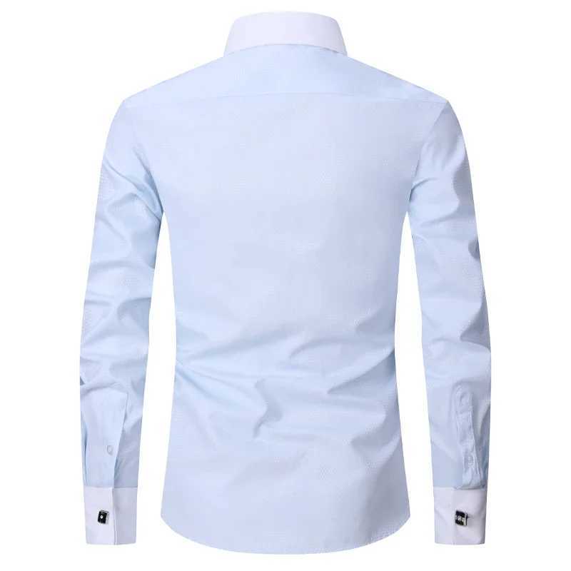 2022 Classic White French Formal Cufflinks Mens Business Dress Long Sleeve Collar Mens Social Shirt X250324