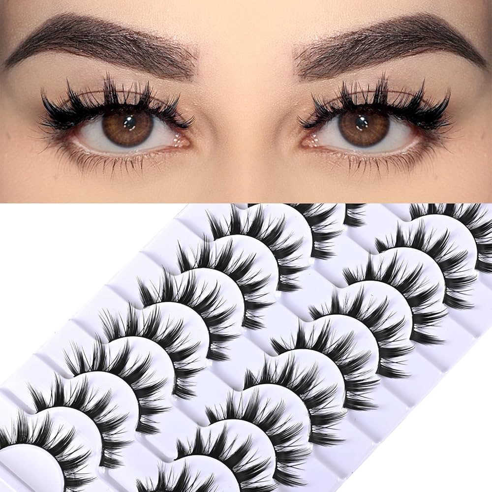 Thick curled false eyelashes ten pairs of big devil eyelashes natural COS pointed tail black hard stem W250324
