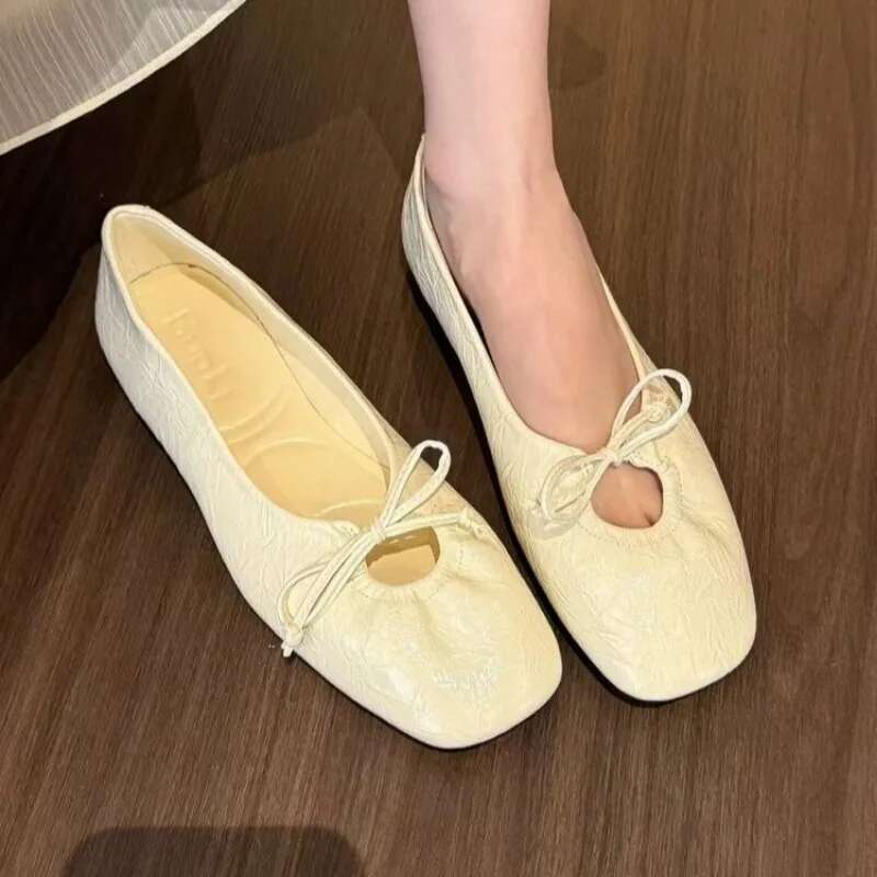 Fashion Butterfly-Knot Ladies Flat With Female Slides Silk Footwear Shallow Ballet Flats Dance Shoes For Women