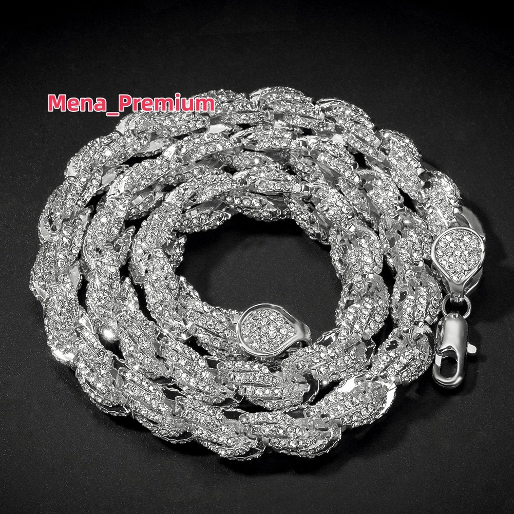 Factory wholesale new arrivals Twisted Moissanite Rope Chain for Men Custom Hip Hop Iced Silver 925 9mm Thickness Silver Jewelry Necklaces CHRISTIAN H