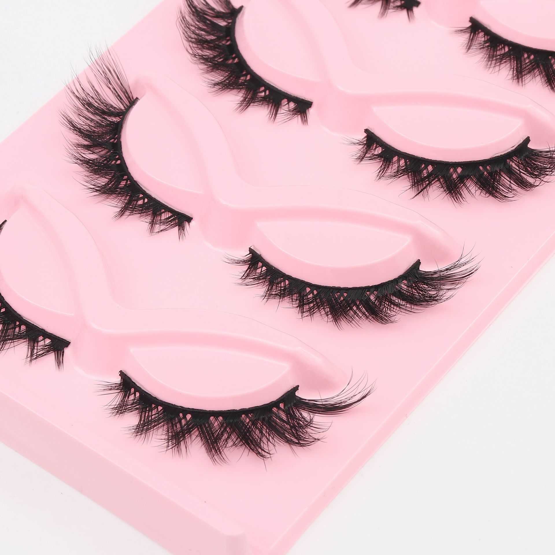 5 pairs of cats eye thick V small flower curl cross style fox false eyelashes COS mixed blood female group eyelashes W250324
