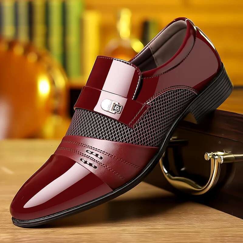 Oxford Men's Lacquer Wedding Shoe Pointed Toe Dress for Classic Business Men Leather Shoes Big Size 38-48
