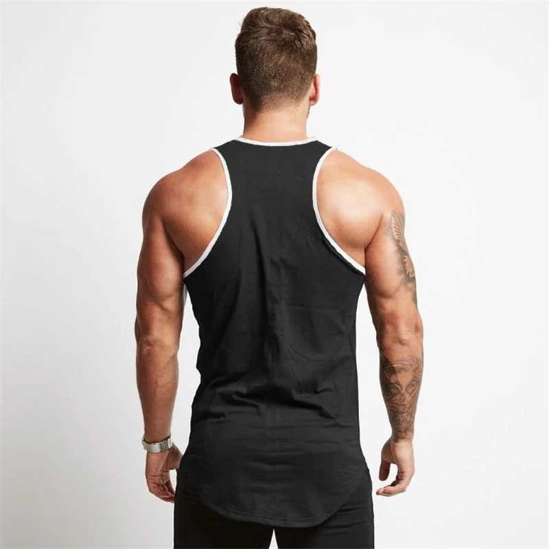 Black mens gym clothing fitness vest mens summer fashion sleeveless shirt cotton fitness sweatshirt slim muscle set X250324