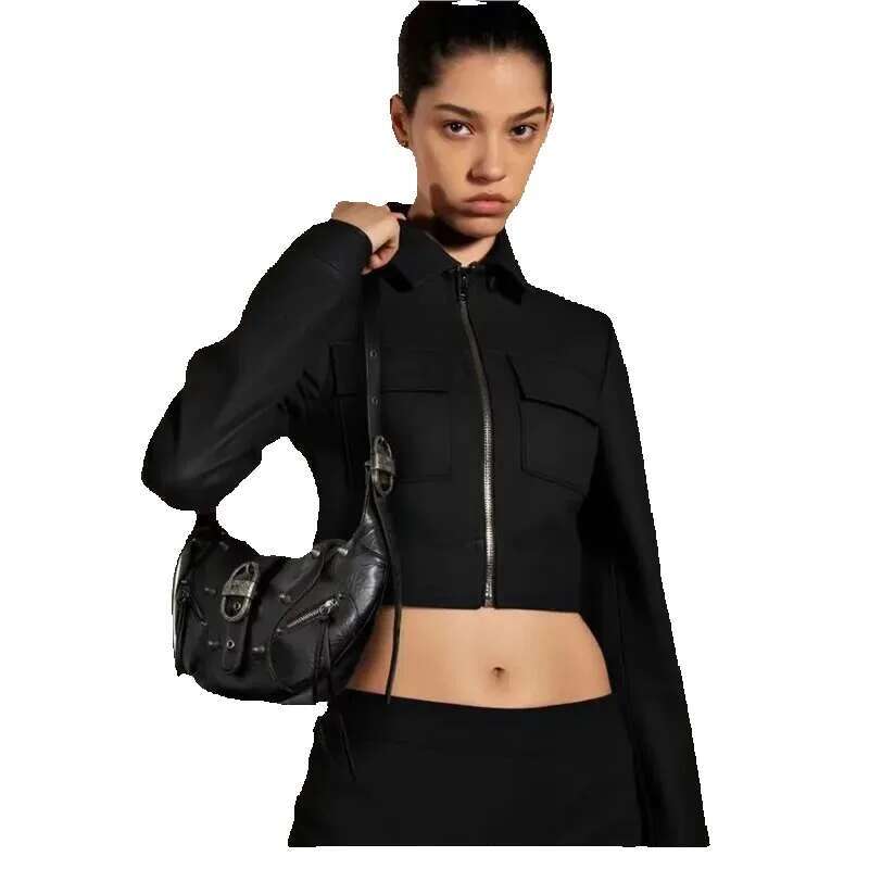 JW PEI Women's Elegant Large Capacity Motorcycle Oil Wax Leather Single Shoulder Crossbody Underarm Bag