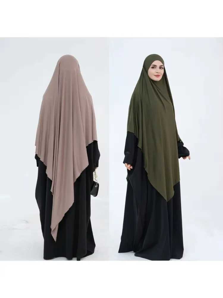 Ramadan Muslim Wens Plain Hijab Extra Jersey Khimar Scarf Cover Scarf Islamic Prayer Clothing Headscarf Scarf X250324