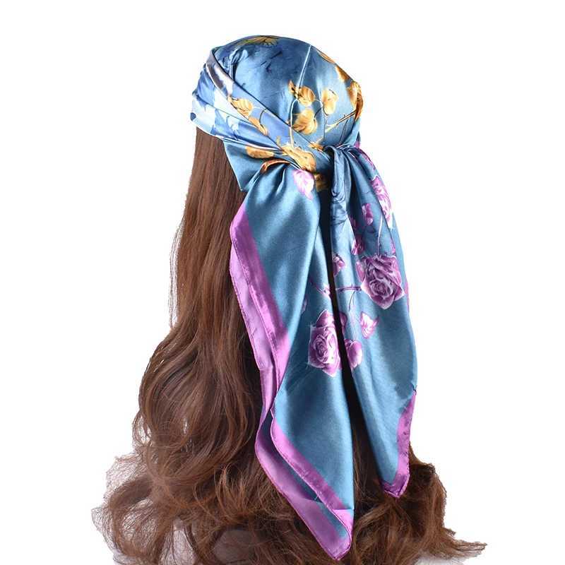 2023 New Fashion Edition Crystal Rose Pattern Printing High Quality 90 * 90 Color Ding Da Square Scarf with Spot Full X250324