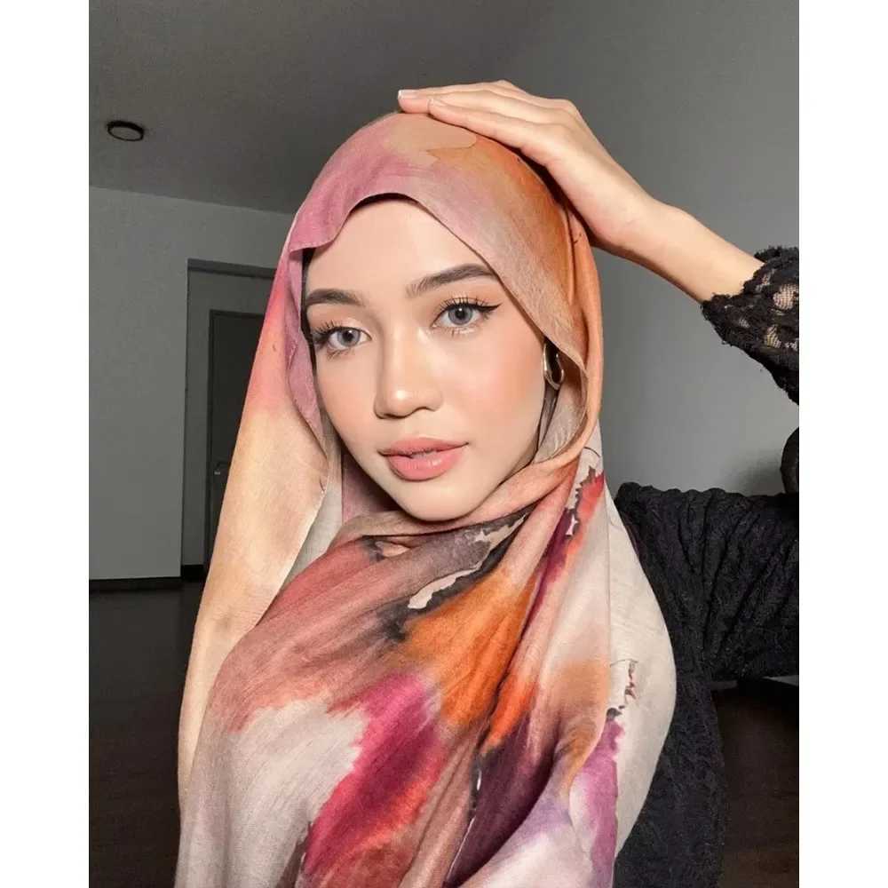 New watercolor headband tie dye cotton scarf Arab foard female headband long scarf Trkiye headband X250324