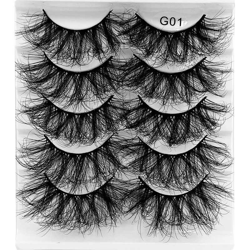 5 pairs of explosive eyelashes messy and thick with a hard stem and false eyelashes naturally layered and crossed imitating mink fur W250324