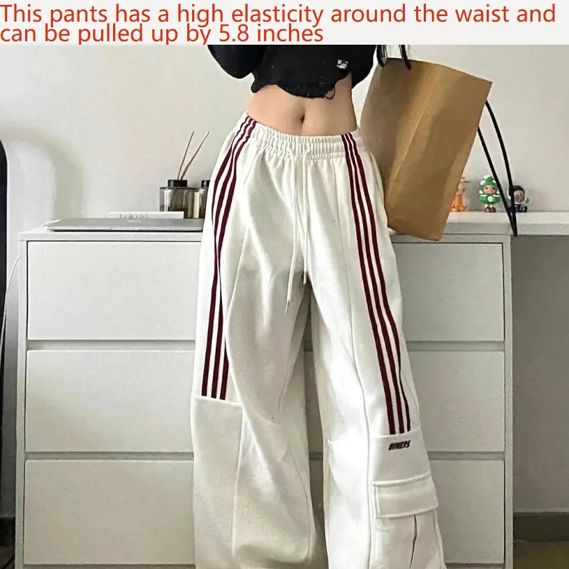 Casual Matching Womens Sports Pants Wide Leg Fashion Loose Cargo Dragging Jogger Street Clothing 250324
