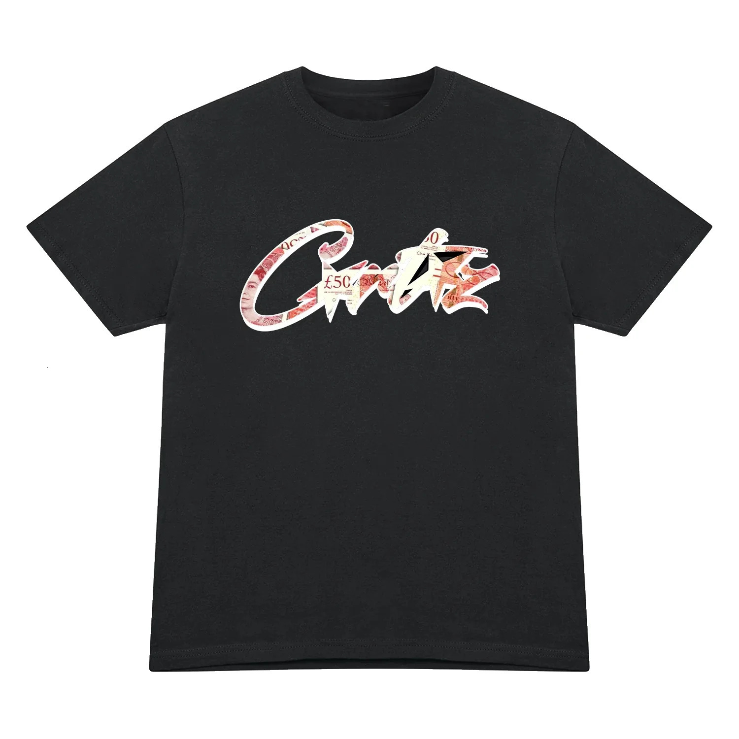 Drill Style American High Street West Hip Hop Printed Short Sleeve Tshirt Mens Summer Trend Half 250324