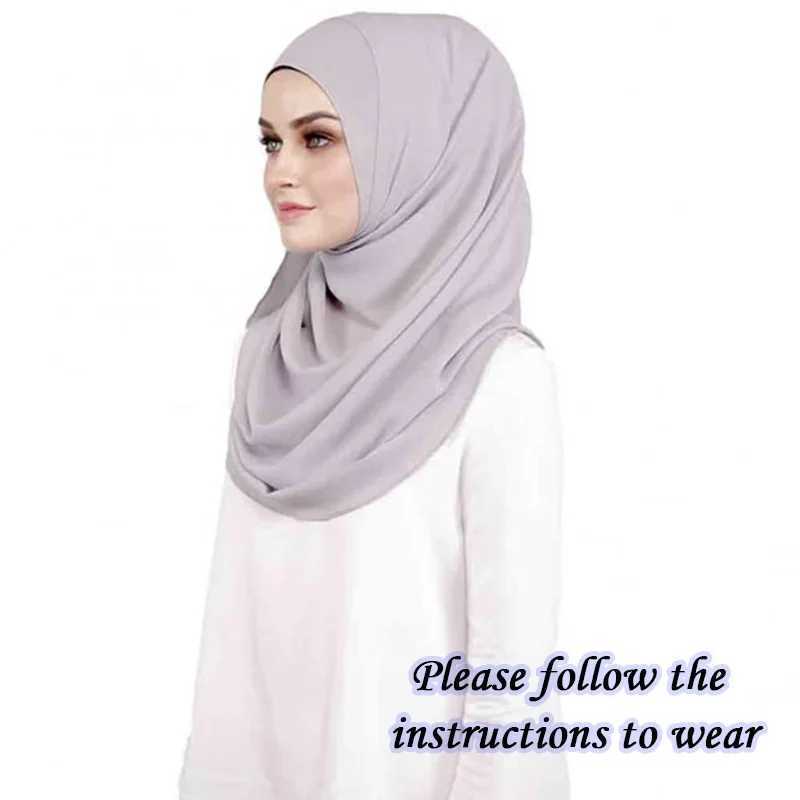 Double ring instant headband foam chiffon sports text Muslim shawl Islamic shawl easy to wear female Muslim headband X250324