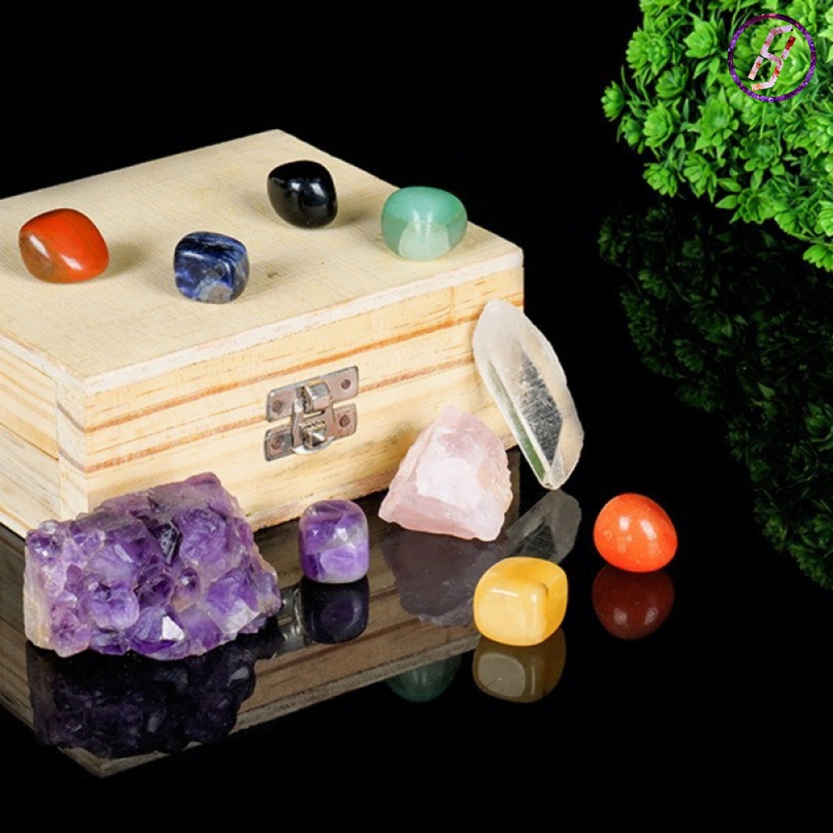 Natural Crystal 7 Color Gemstone Crystal Ore Raw Stone Box Set 7 Chakra Healing Crystal Karmic Imprinting Gemstone Kits Mysterious Eastern Energy Feng