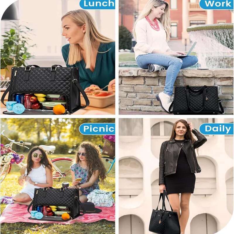 2-In-1 Travel Tote Laptop Bag With Insulated Lunch Compartment For Business, Work, Nurse, Office, Collage, Casual
