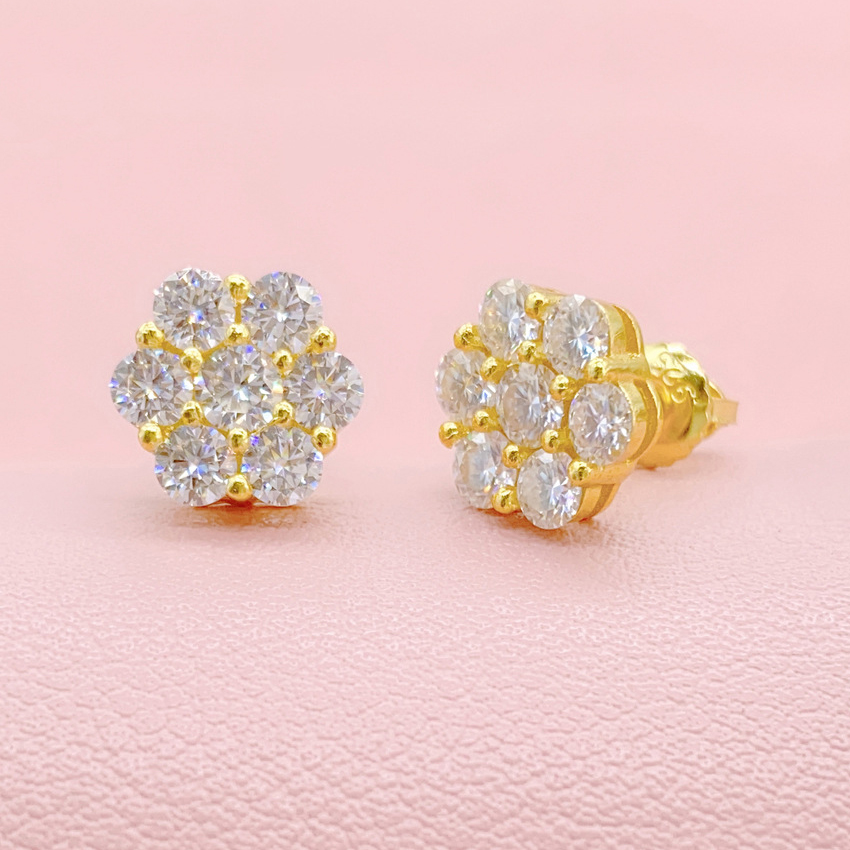 stud earrings designer for women 925 sterling silver pass diamond tester vvs1 D color flower moissanite earrings mens gold earring jewelry valentines 