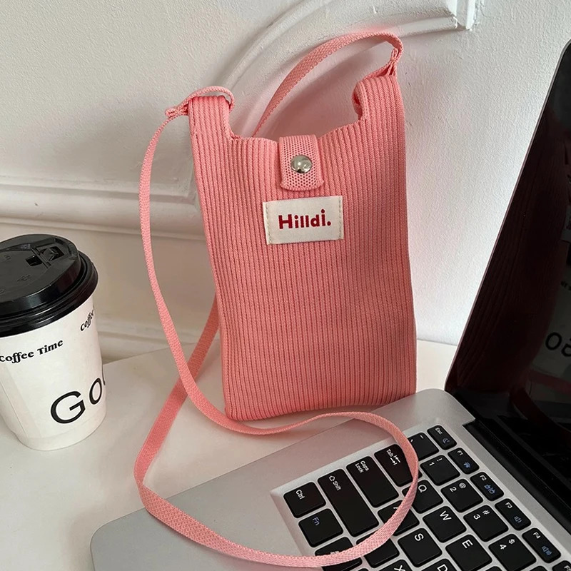 Mini Knitted Cross body Bag Korean Shoulder Bag Reusable Shopping Phone Bag Womens Handbag 250320