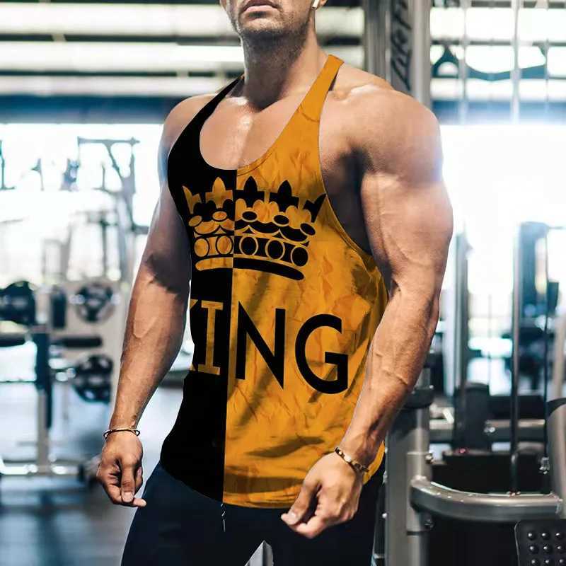 Mens accessories KING printed vest 3D fashion cool gym sports vest mens outdoor fitness oversized mens clothing sleeveless shirt X250324