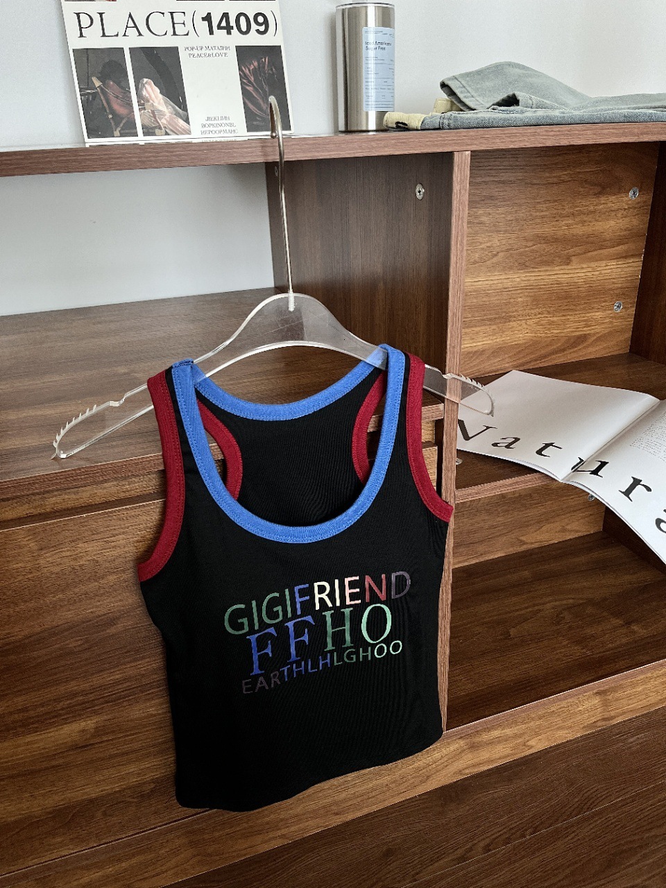 2025 New American Color Letter Printing Comparison Designer Women's Tank Top Breathable Spicy Slimming Short Version Both Interior And Exterior T