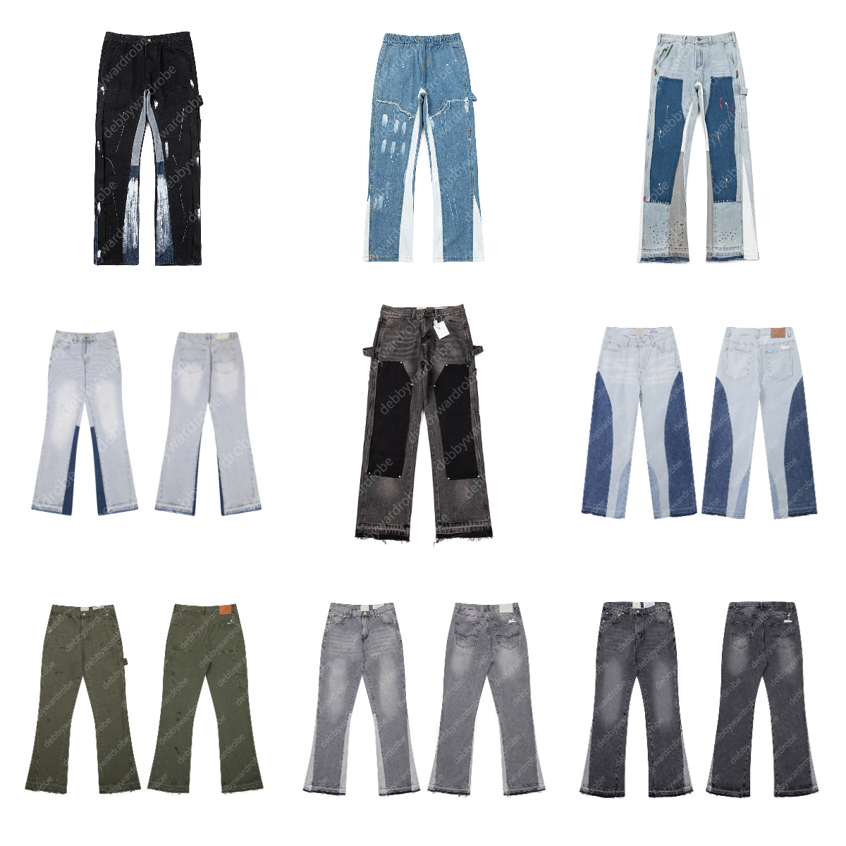 mens jeans men pants designer jeans flared jeans Retro Washed Letter Denim Trousers Hip Hop Mans Streetwear pants stacked jeans uomo jeans for mens slim fit jeans