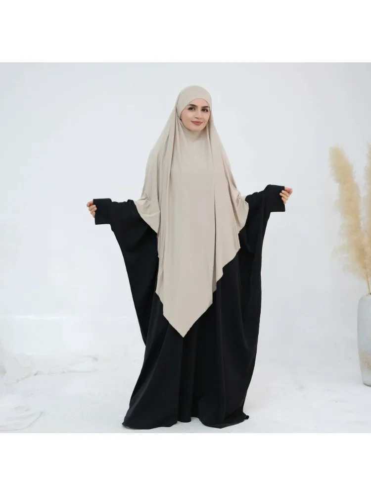 Ramadan Muslim Wens Plain Hijab Extra Jersey Khimar Scarf Cover Scarf Islamic Prayer Clothing Headscarf Scarf X250324