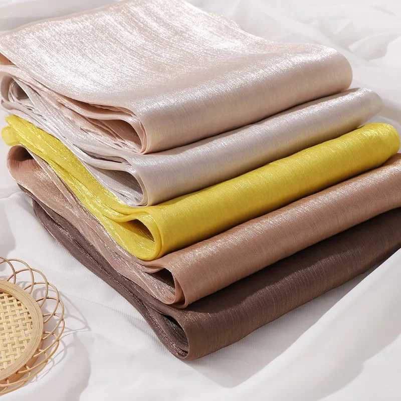 Fem Micro Light Shawl Silk Headscarf Breathable Cool Island Satin Silk Veil Muslim Shining Silk Shawl Wen Scarf X250324