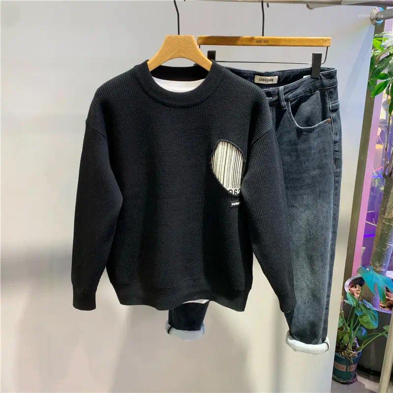 Designer Sweaters For Men: Autumn Winter Spliced Pullover Knitted - Fashionable, Warm & Versatile Mens Casual Sweater