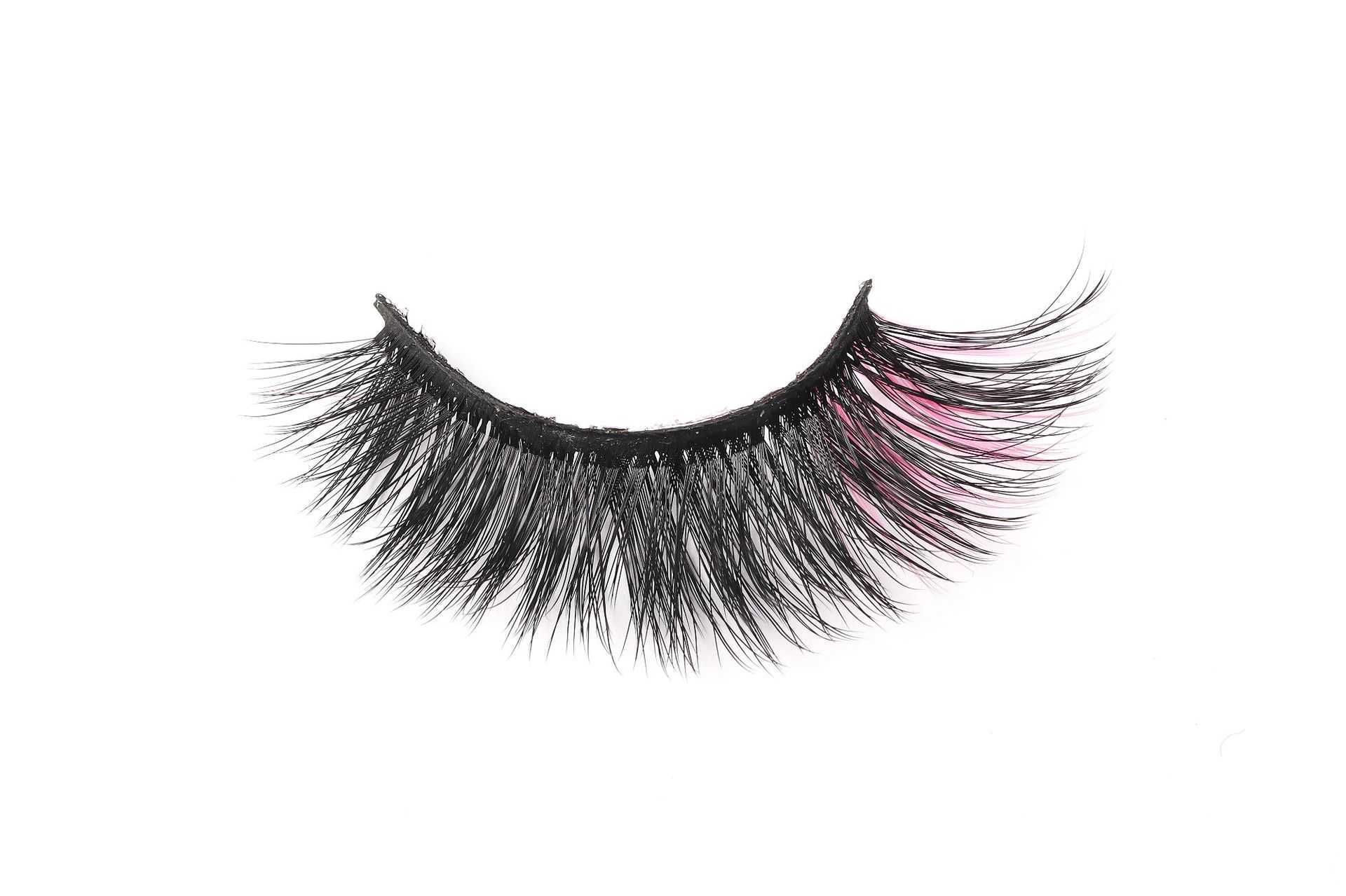 Mixed color black with color false eyelashes thick and curly exaggerated stage creative makeup W250324
