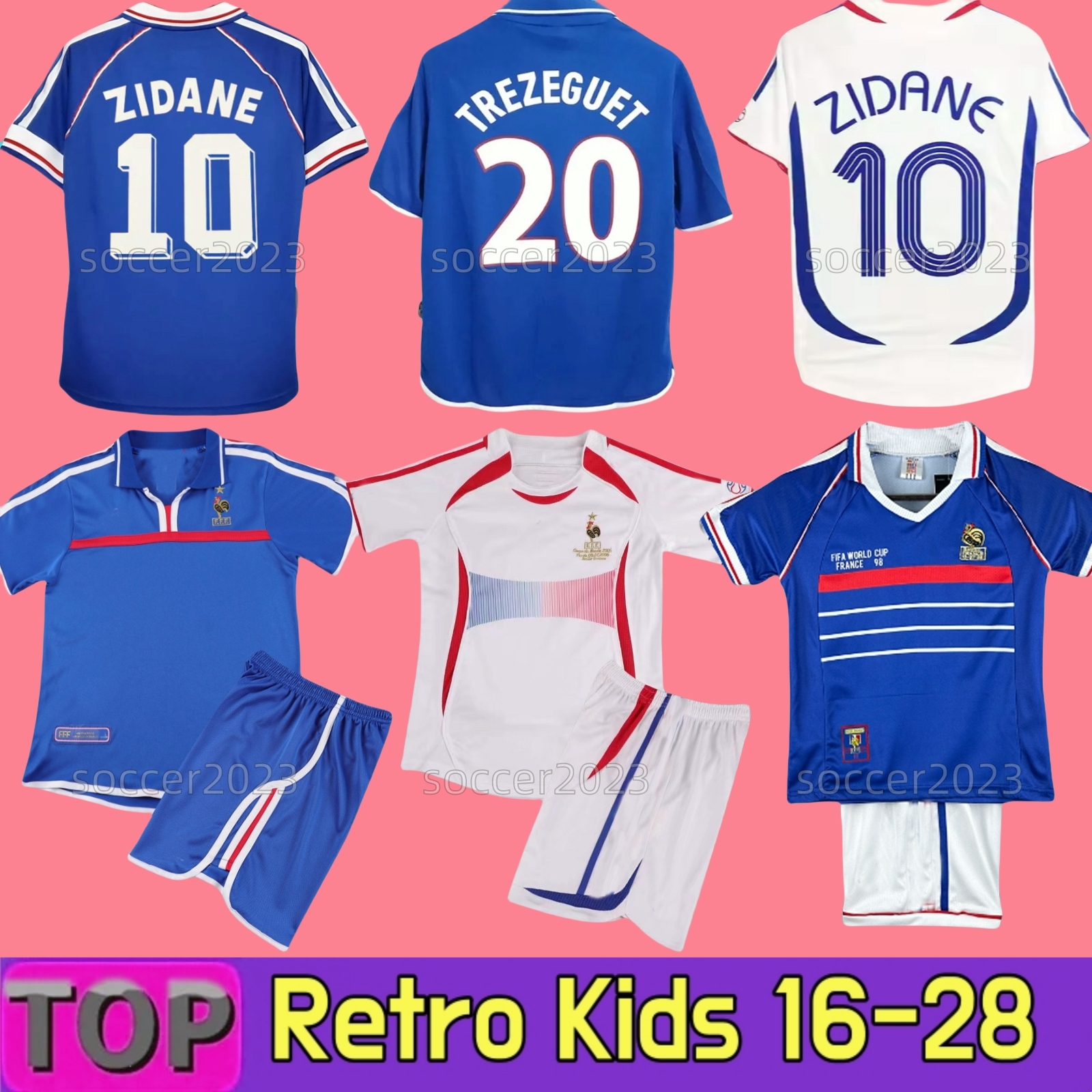Retro kids 1998 French Club retro soccer jerseys 2006 2000 ZIDANE HENRY MAILLOT DE FOOT football shirt REZEGUET DESAILLY Classic Vintage kit Francia Franc