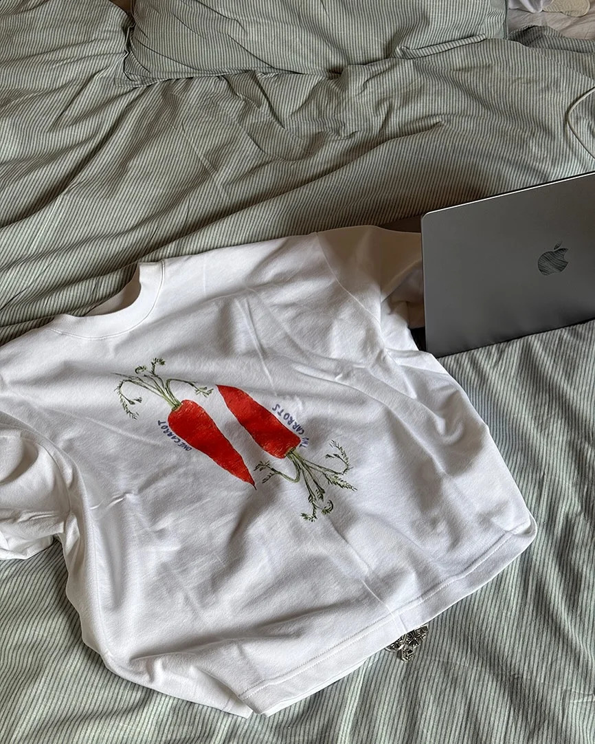 Harajuku casual cute carrot graphic Tshirt street clothing Gothic oversized womens retro Y2k top 250324