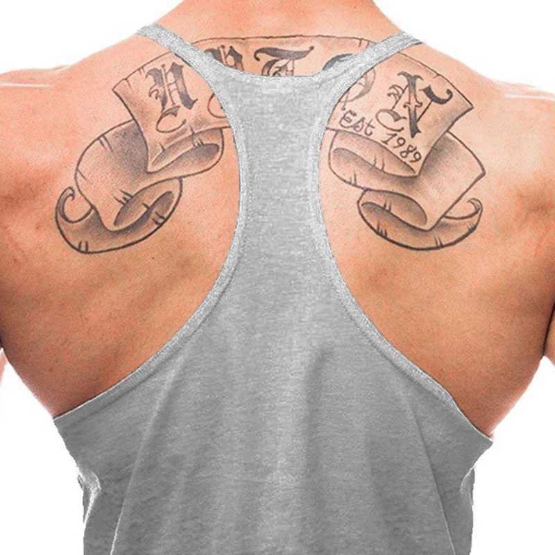 Install muscles please wait for printing gym fitness Y back vest mens casual fitness sleeveless cotton breathable T-shirt X250324