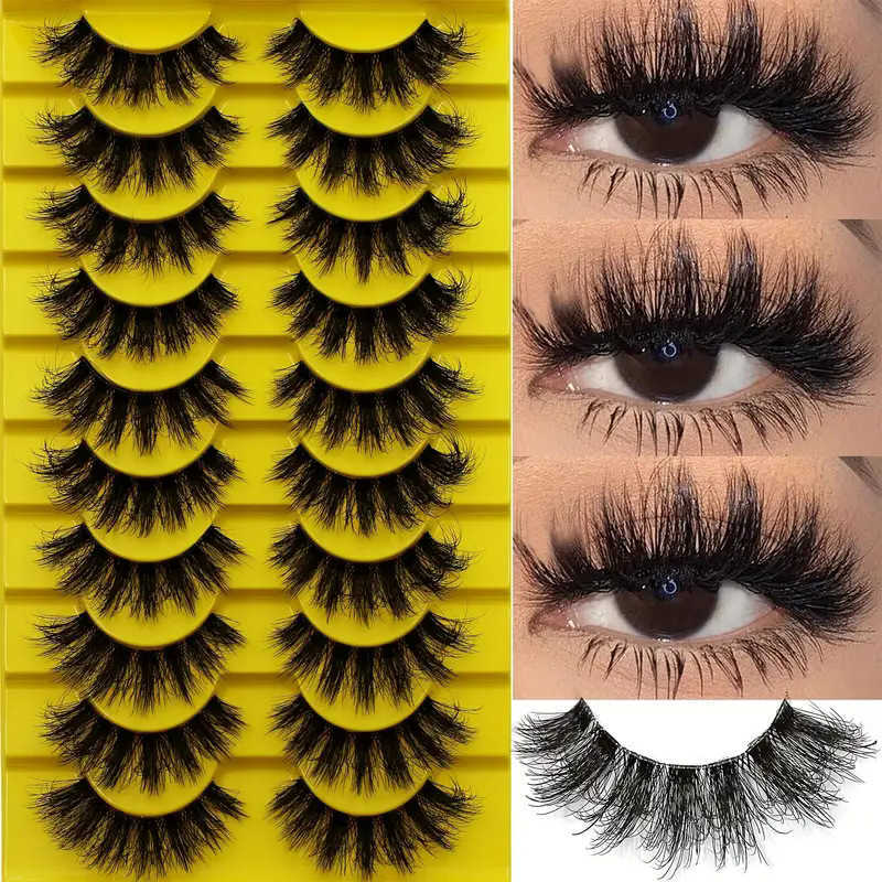 New product 10 pairs of high imitation mink fur false eyelashes natural simulation thick and curled eyelashes W250324