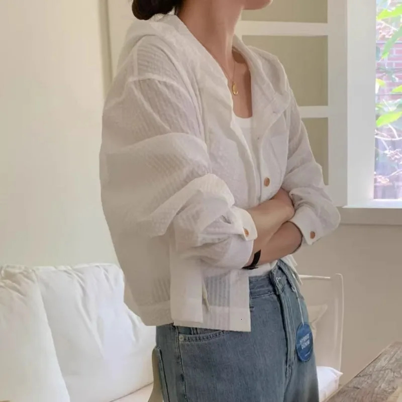 Womens Summer Fashion Sunshade Long Sleeve Casual Shirt 250318