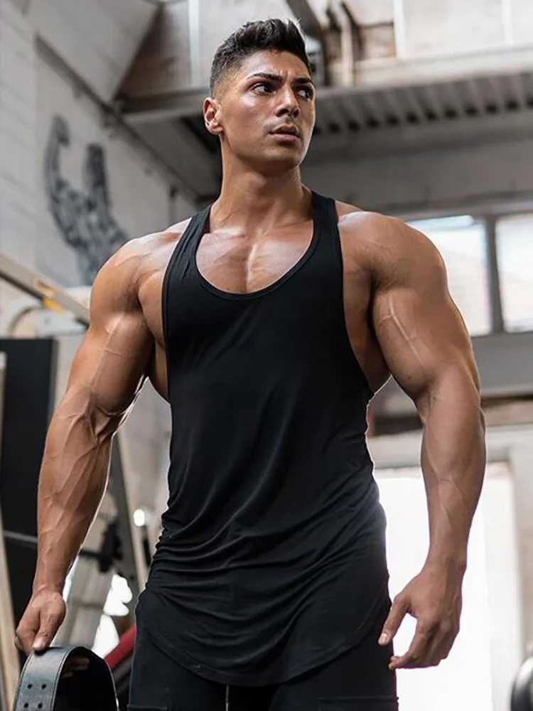 Solid color cotton breathable summer clothing gym exercise muscle fitness T-shirt mens running sports vest X250324