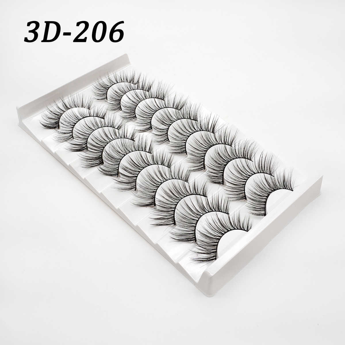 Style 10 pairs of fake eyelashes thick eyelashes natural extension curling one piece fine stem W250324