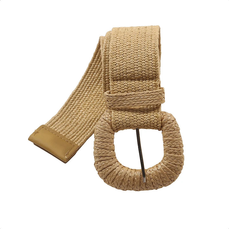 Retro Women Summer Pin Buckle Belts Fashion Female Braided Wide Belts er Woven Elastic PP Straw Grass Girls Waistband 250324
