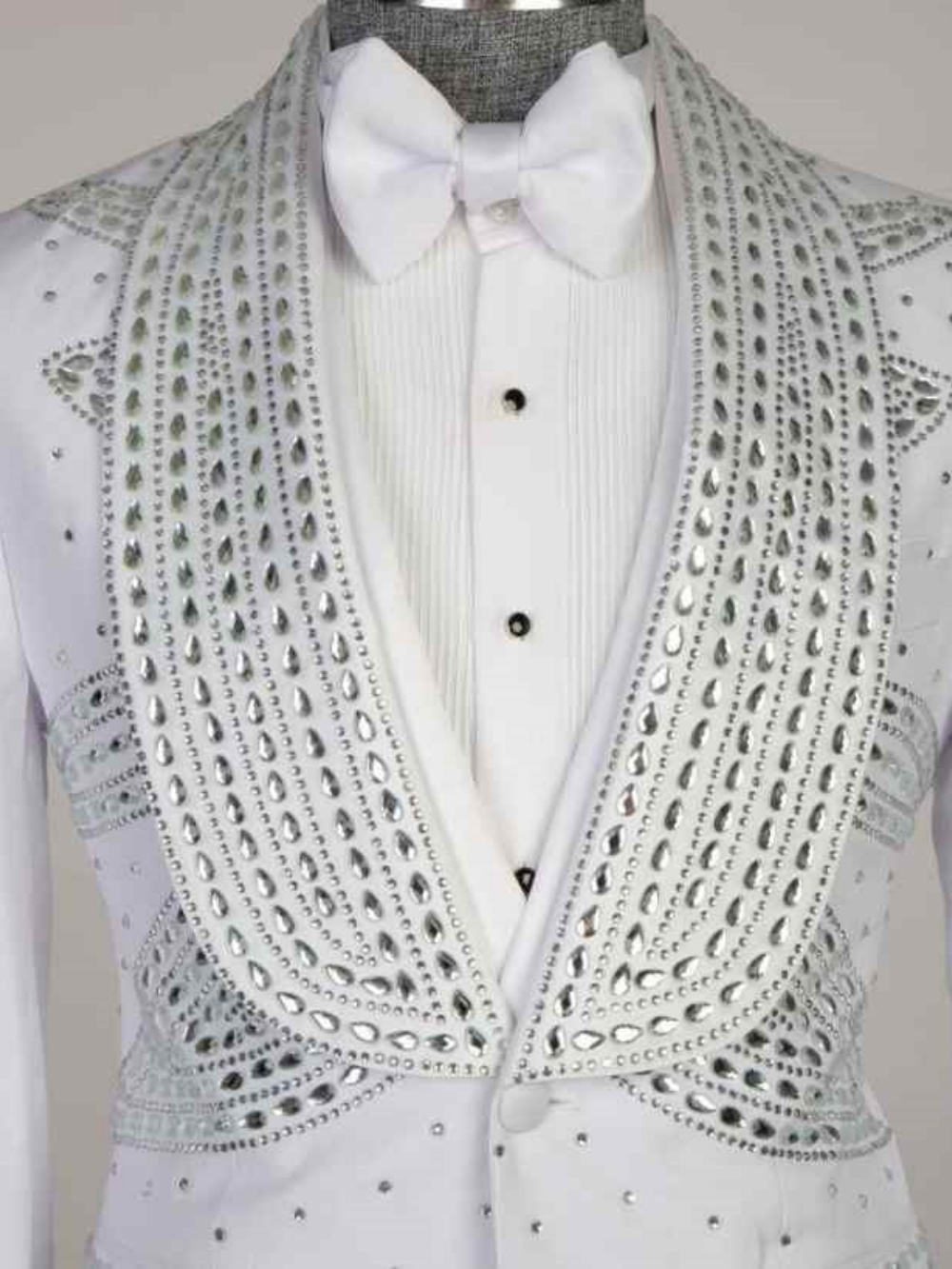 Luxury Wedding Tuxedos Crystal Beaded Men Suit Shawl Lapel 1 Piece Set Jacket Party Formal Groom Business Blazers Customized