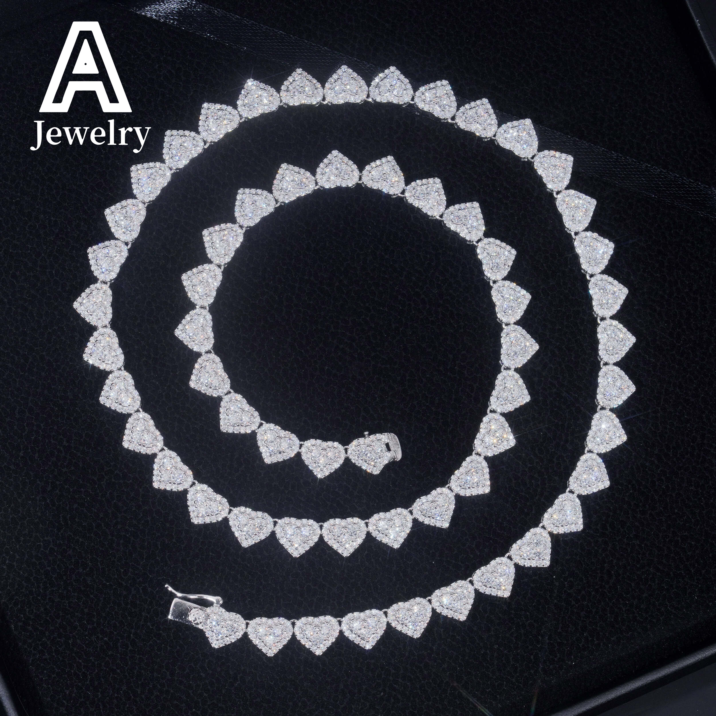 Hip Hop Jewelry 8MM Heart Shape Necklace Diamond Iced Out Cuban Link Chain Moissanite Necklace Bracelet For Men Women