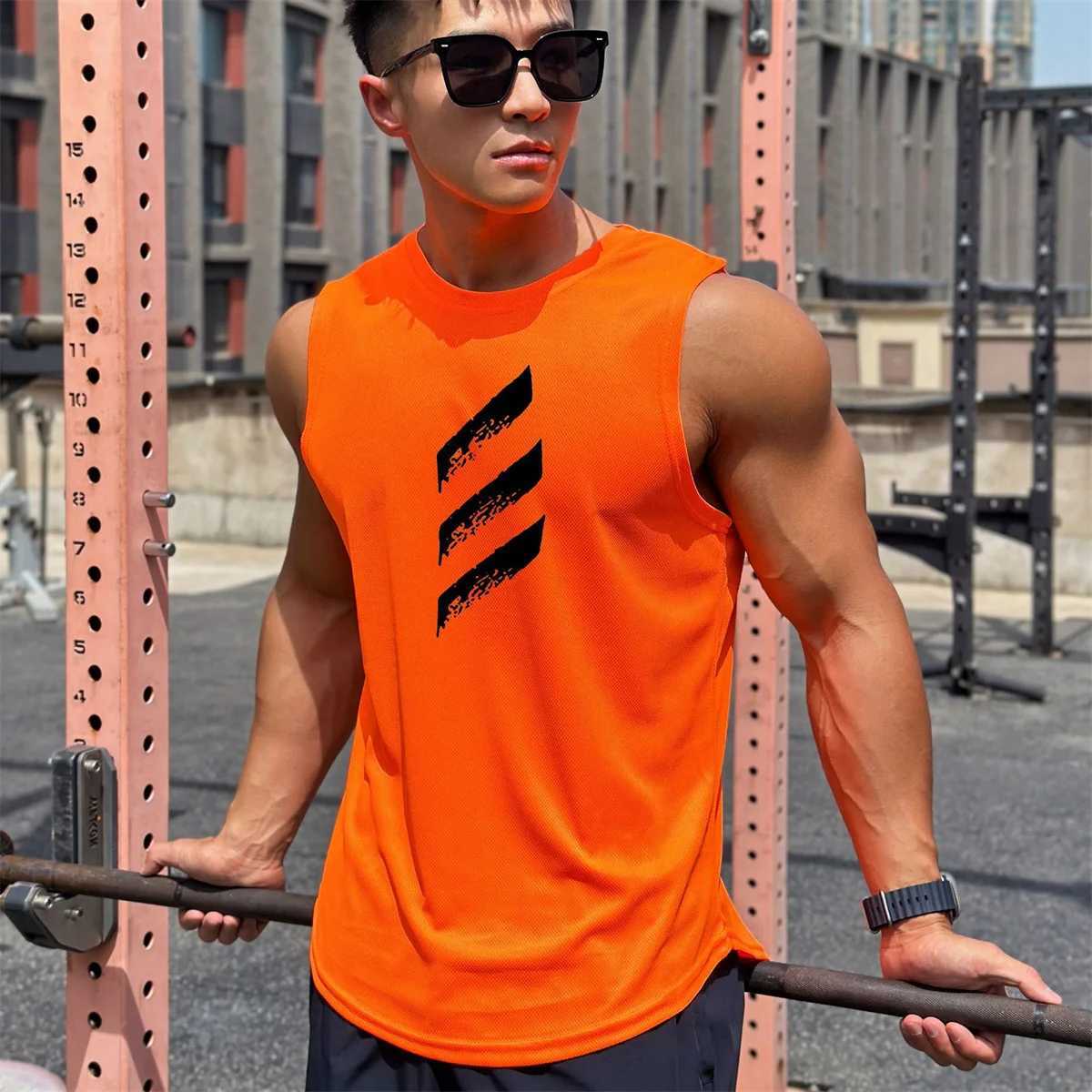 Ultra thin fast and dry fitness vests mens fitness sleeveless shirts mens casual striped single vests summer training clothes X250324