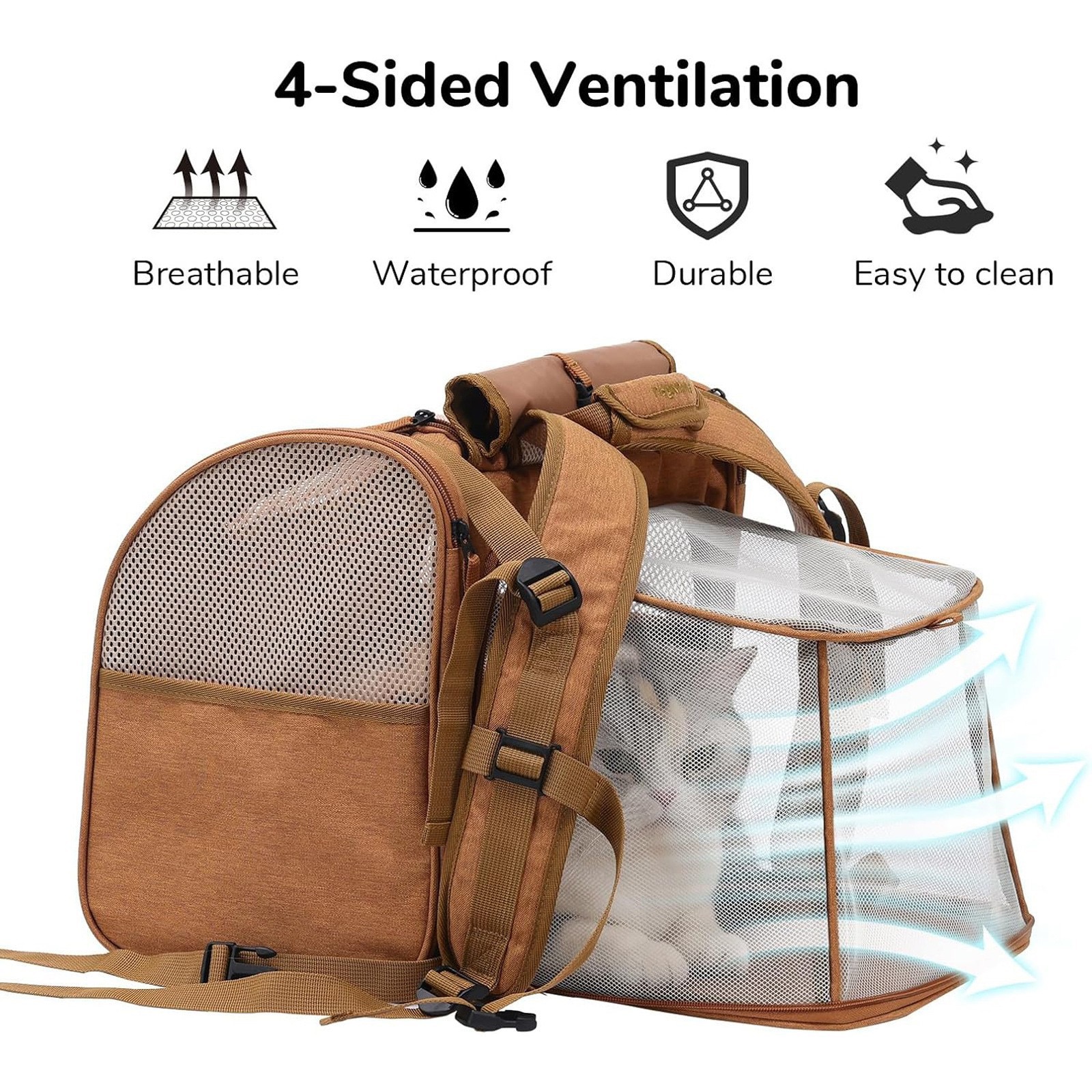 Expandable Pet Carrier: Soft-Sided Design with Adjustable Leash for Small Dogs & Cats Travel Free shipping