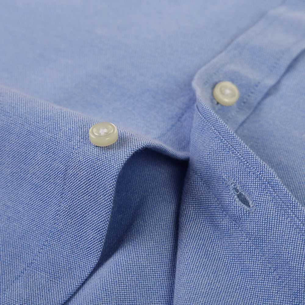 Mens formal long sleeved hard Oxford top plain striped embroidered pocket buttons casual dress X250324