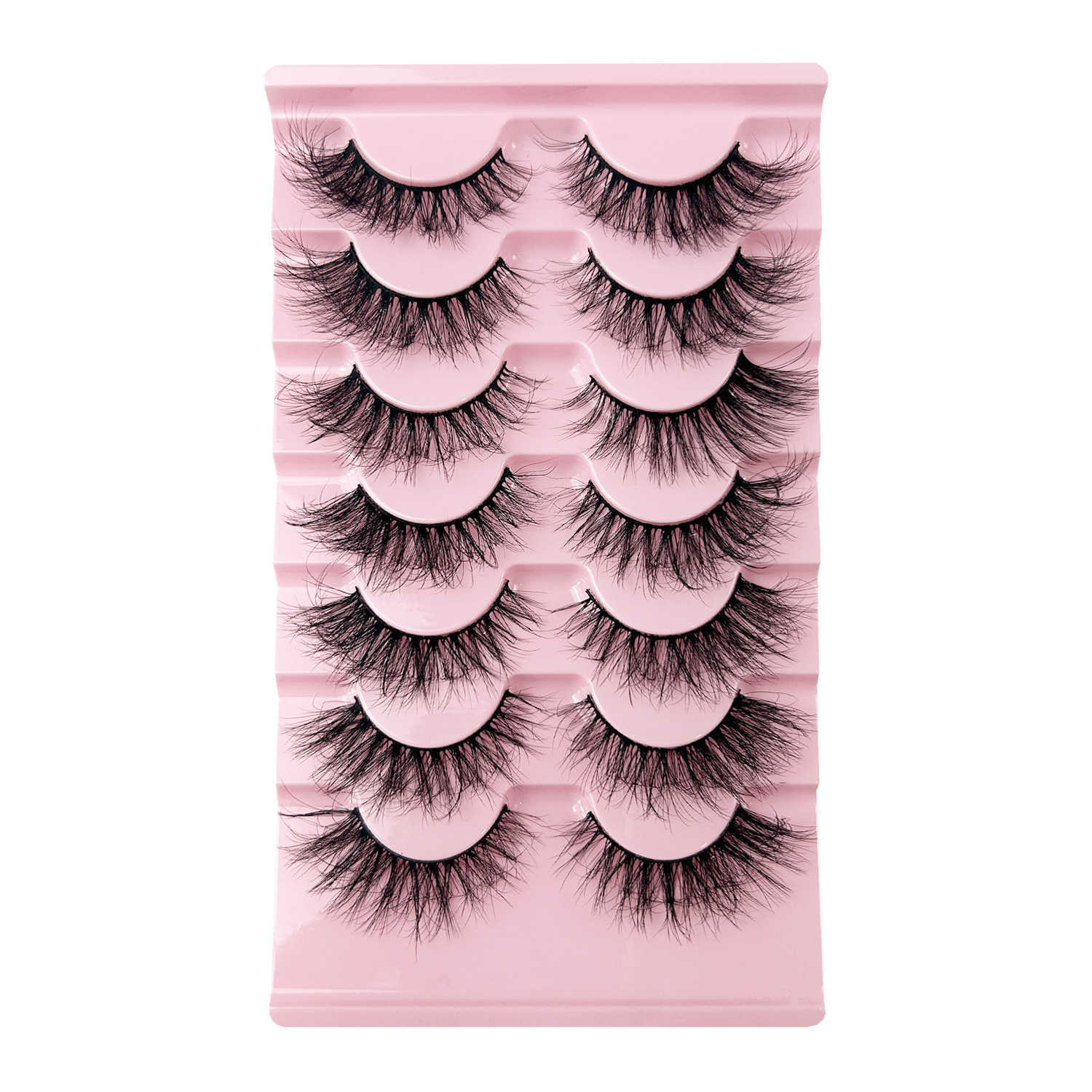 7 pairs of striped eyelashes curled up slender messy explosive thick exaggerated false eyelashes W250324