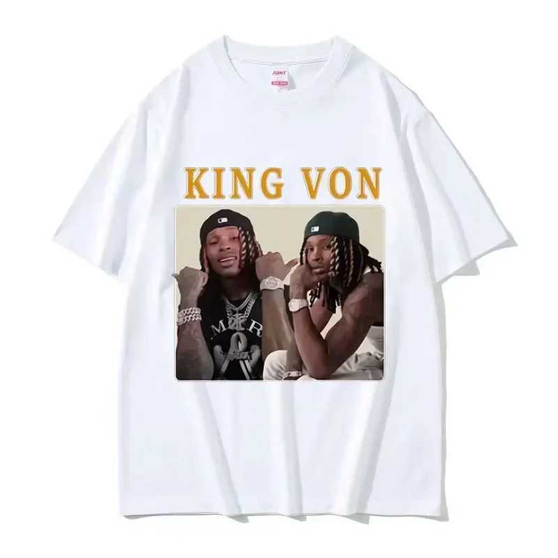 Rap singer K-King Von retro graphic T-shirt mens hip-hop high-quality fashion T-shirt cotton oversized T-shirt X250324