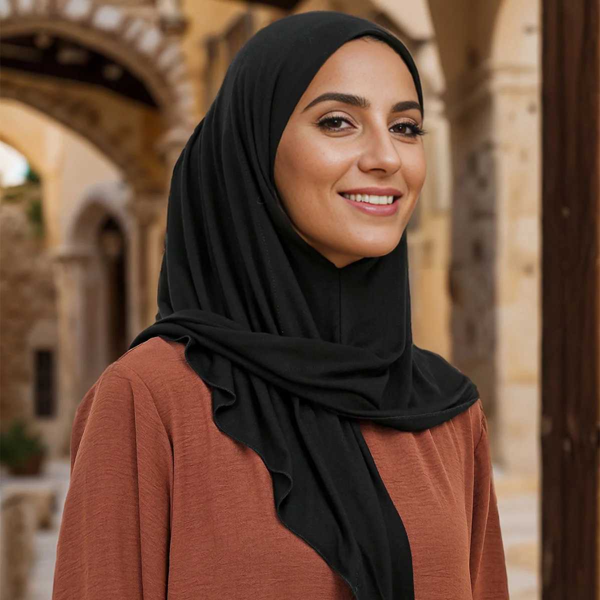 Wan Solid Modal Jersey Headscarf Instant Headscarf Muslim Wan Headscarf Womens Casual Packaging Islamic Headscarf Turban 68 * 68cm X250324